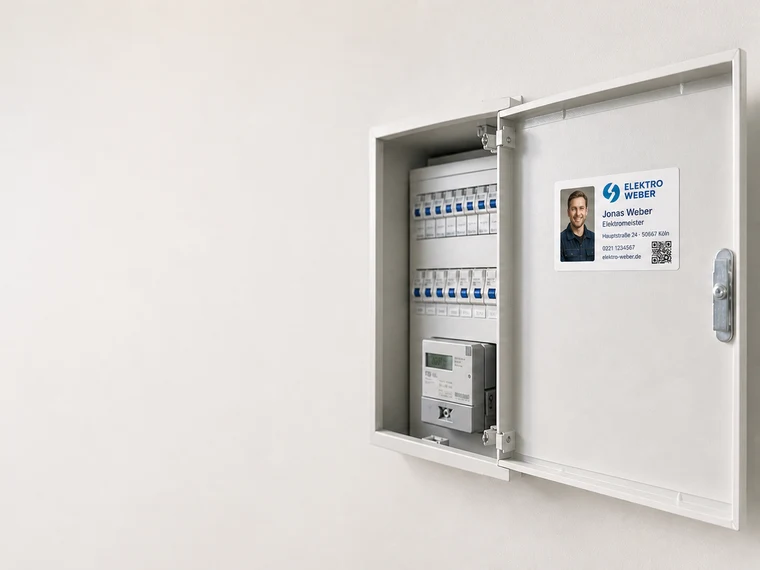 Vistenkarten-Aufkleber für Kundendienst Wärmepumpe