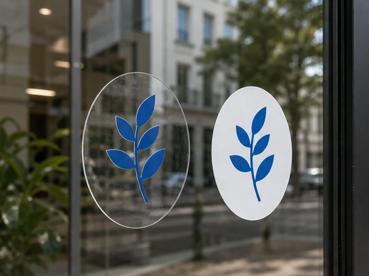 Transparentes und weißes Motiv als direkter Vergleich auf Glas