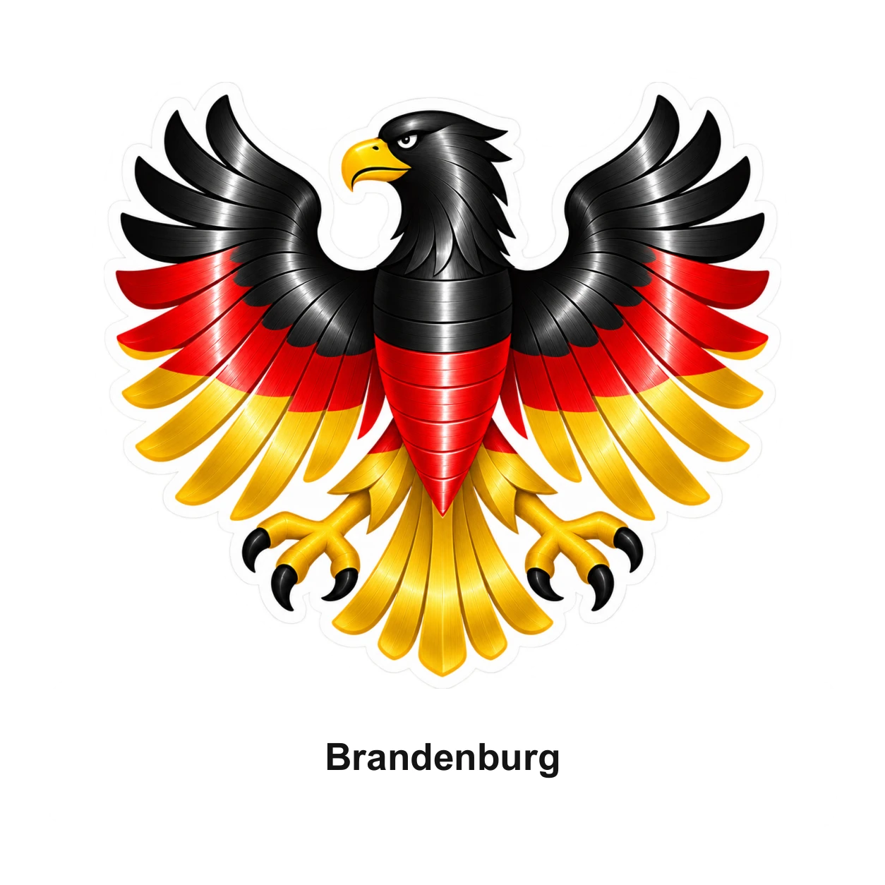 Brandenburg: Brandenburger Adler mit Landesnamen in Schwarz-Rot-Gold und Vinylrillen