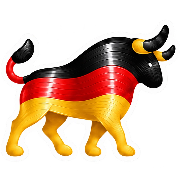 Stier in Schwarz-Rot-Gold