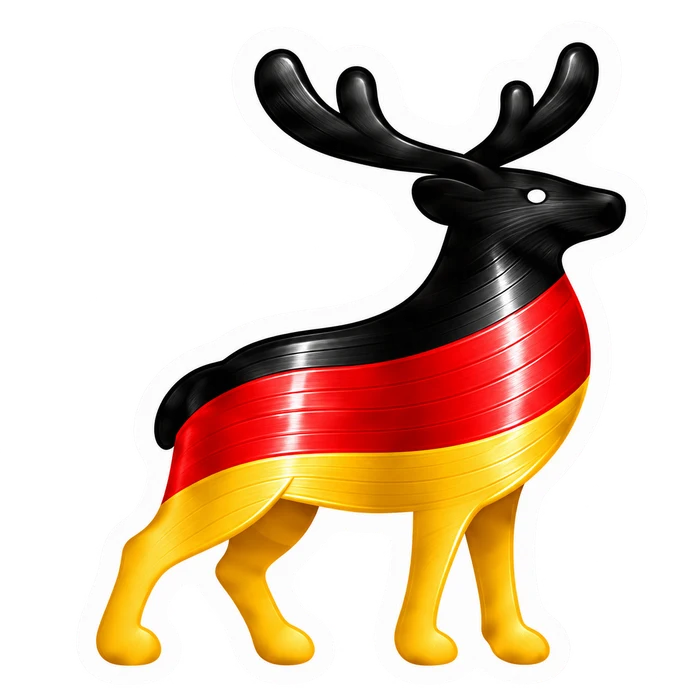 Hirsch in Schwarz-Rot-Gold