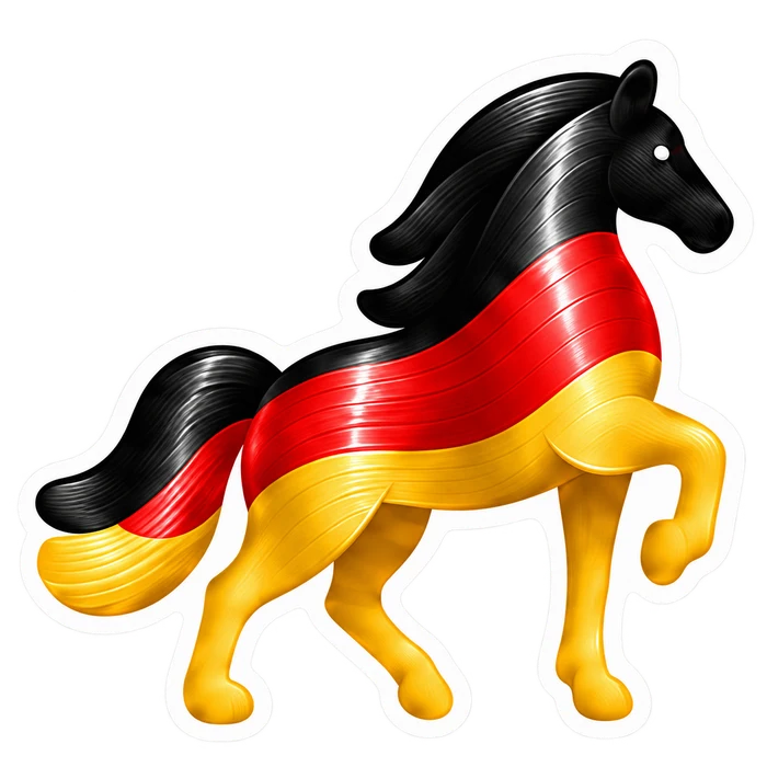 Pferd in Schwarz-Rot-Gold