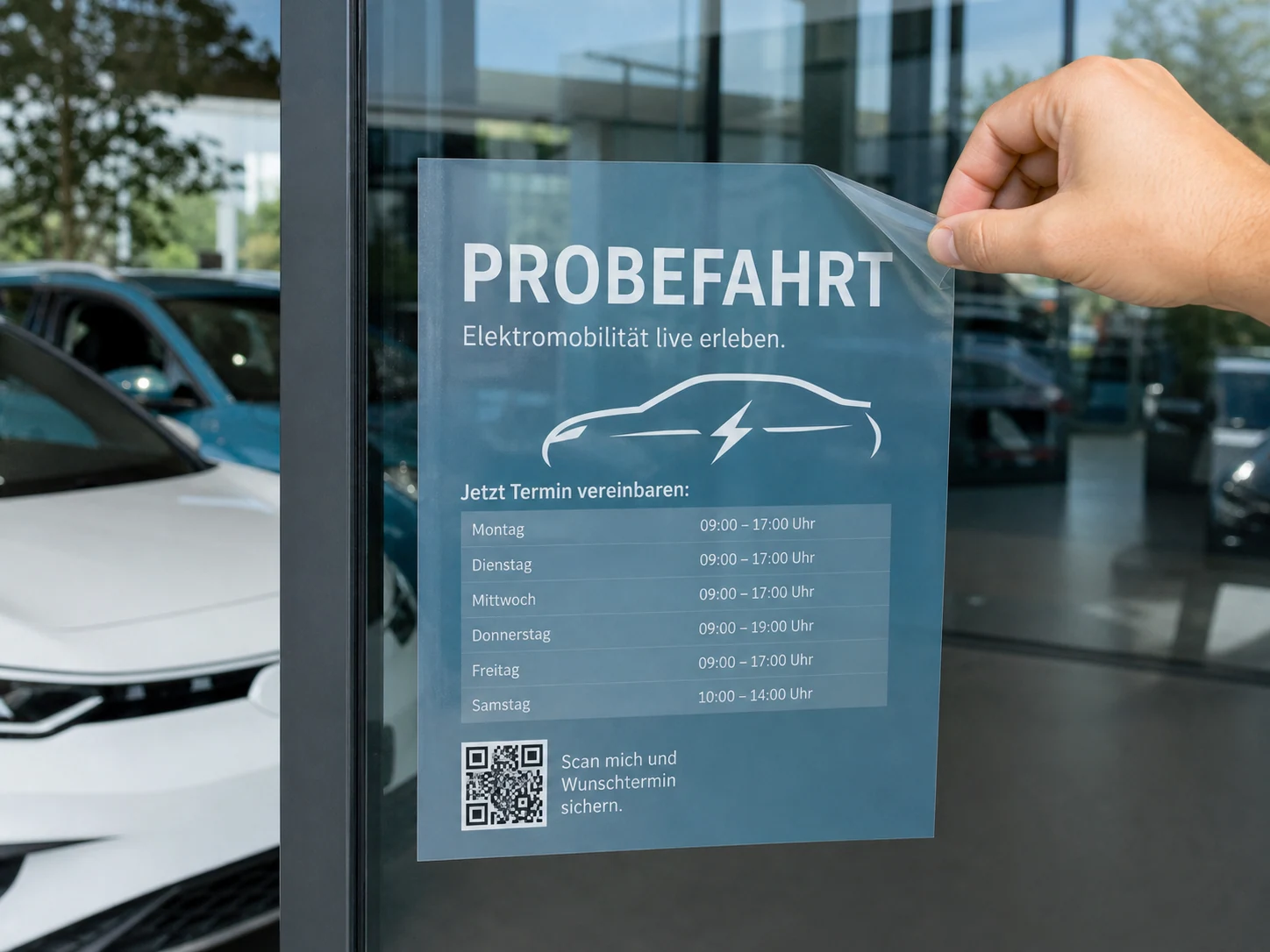 Adhäsion Aufkleber drucken - Aufkleber ohne Klebstoff – Produktbeispiel 2