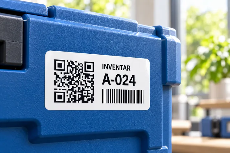 Aufkleber mit Codes und Nummern in Anwendung