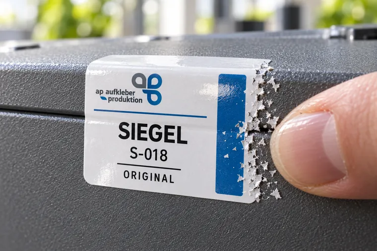 Siegelaufkleber in Anwendung