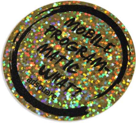 Goldener Glitzer-Aufkleber mit sichtbar reflektierenden Partikeln