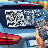 Fensteraufkelber auf Auto mit QR Code