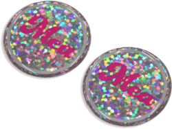 Silberner Domingaufkleber mit Glitter Flakes